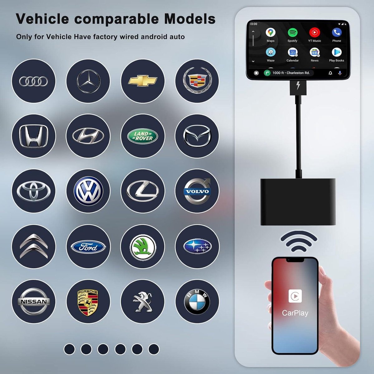 Wireless CarPlay Adapter voor iPhone - 5GHz wifi - automatisch verbinden - iOS 10+ - auto's vanaf 2017 (CarPlay 1)