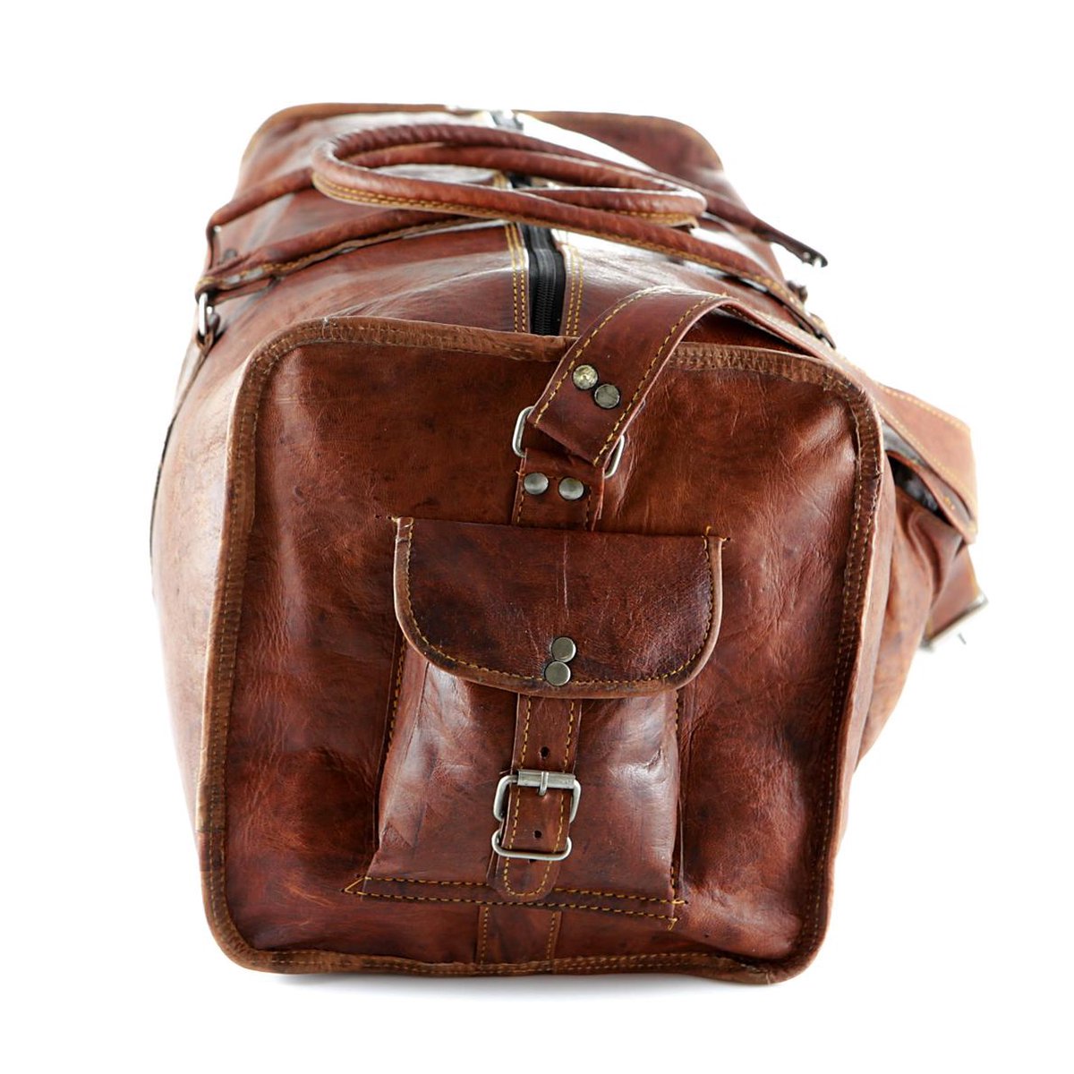 Travel bag made of REAL LEATHER - Sports bag - Weekend bag MALAGA Real Leather - Cognac Brown -HANDMADE VINTAGE STYLE Duffle bag