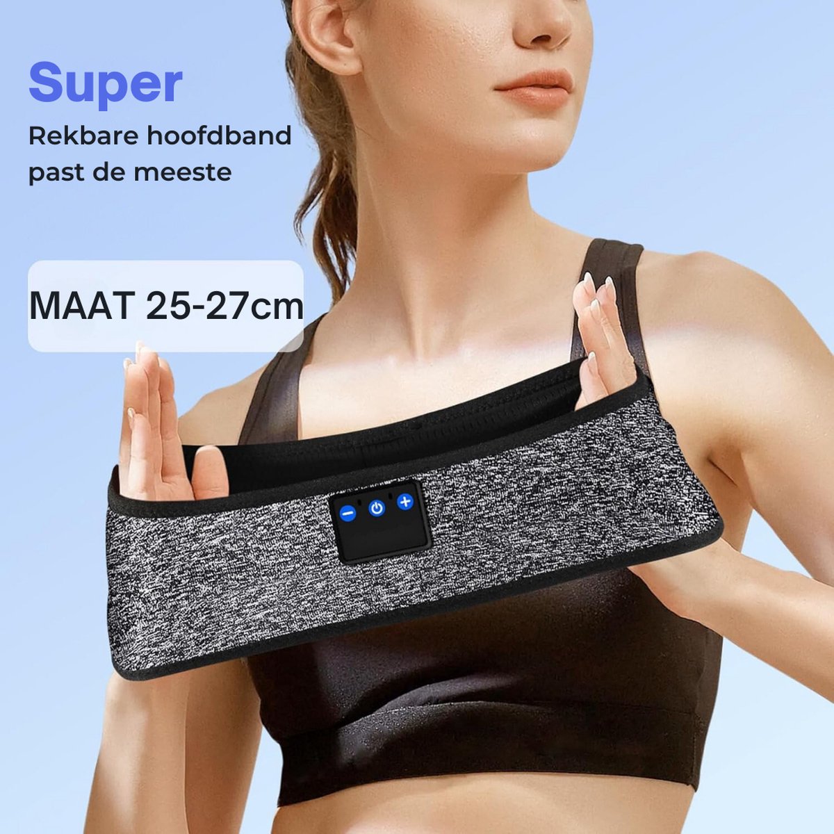 Slaapmasker Bluetooth - Slaap Koptelefoon - Sleepphones - Draadloos - Stretch - Geschikt Voor Hardlopen - Grijs
