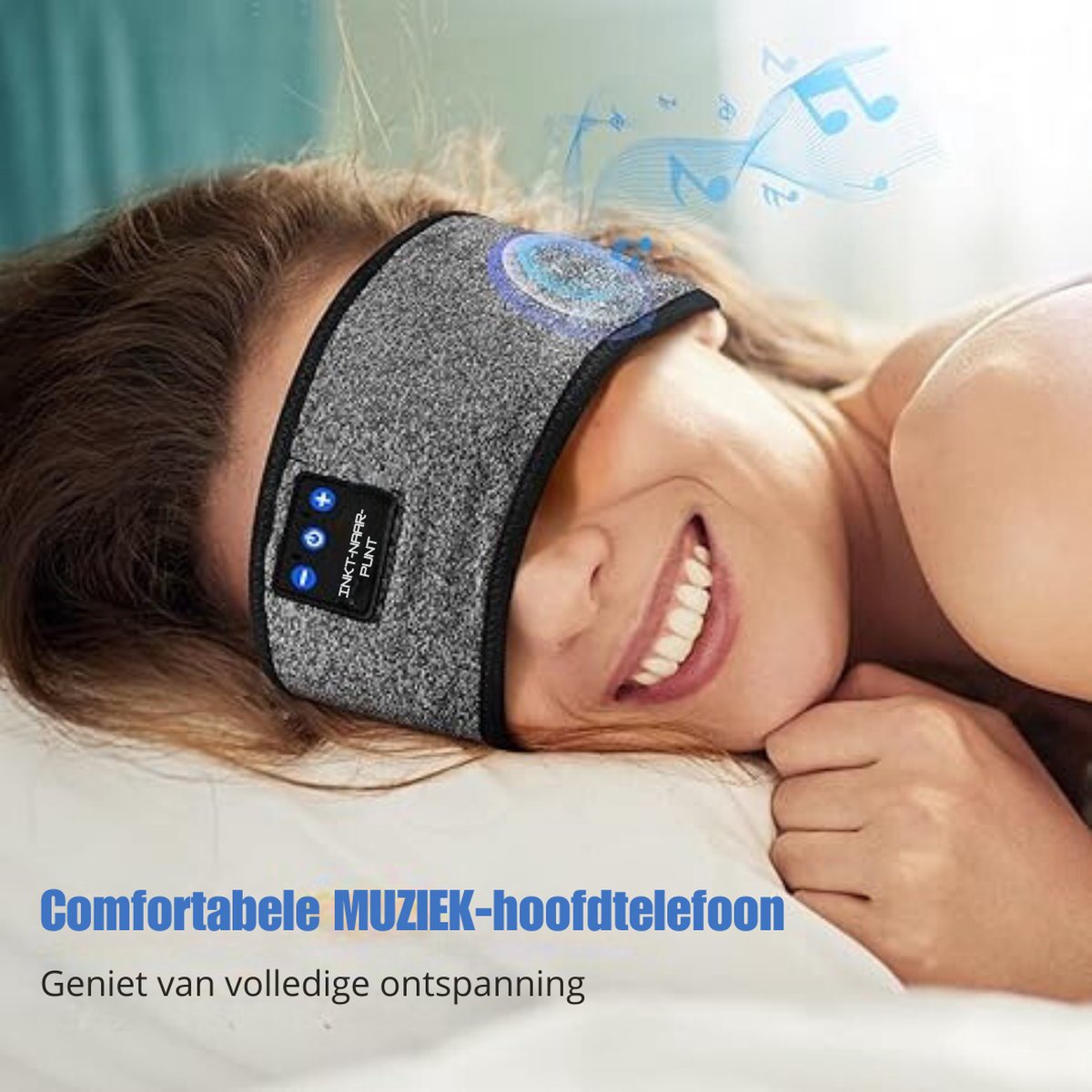 Slaapmasker Bluetooth - Slaap Koptelefoon - Sleepphones - Draadloos - Stretch - Geschikt Voor Hardlopen - Grijs