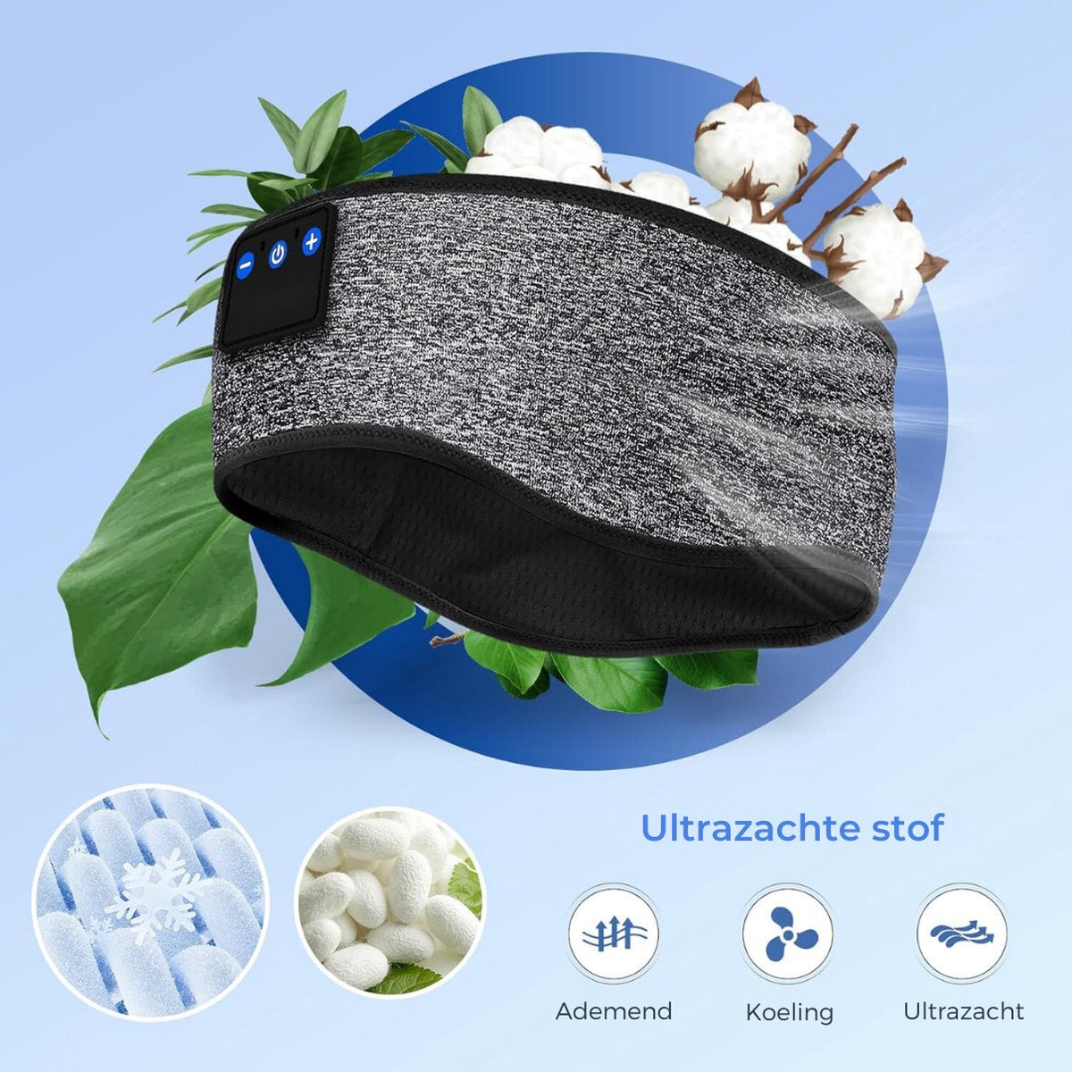 Slaapmasker Bluetooth - Slaap Koptelefoon - Sleepphones - Draadloos - Stretch - Geschikt Voor Hardlopen - Grijs
