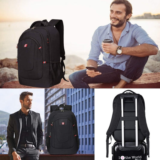 17,3 inch (44 cm) laptoprugzak voor heren, met USB-poort, schoolrugzak, grote zakelijke notebook-rugzak voor werk, reizen, mannen, jongens,