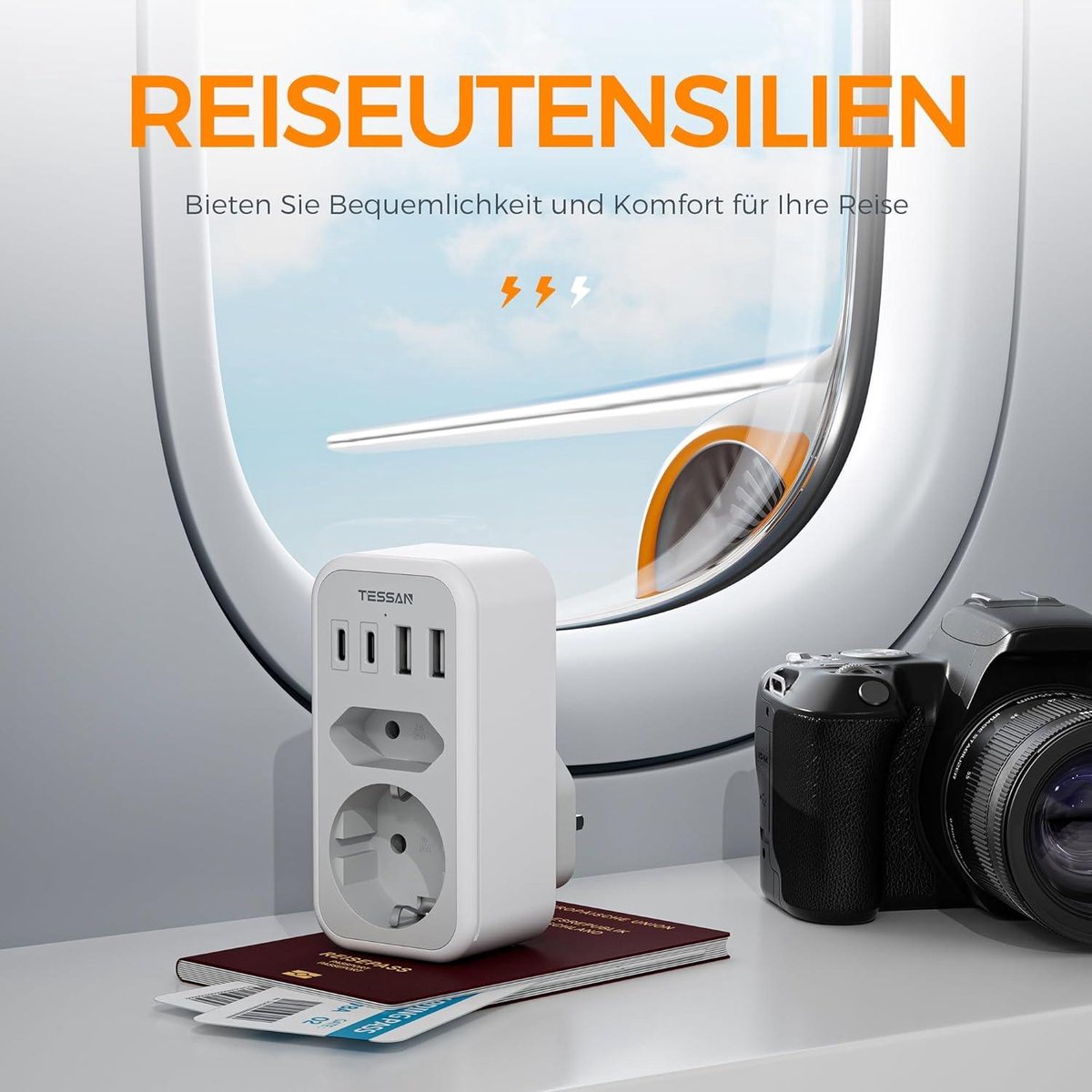 Reisadapter UK met USB C USB A - 6-in-1 Stopcontactadapter Engeland Schotland Type G - Londen Ierland.