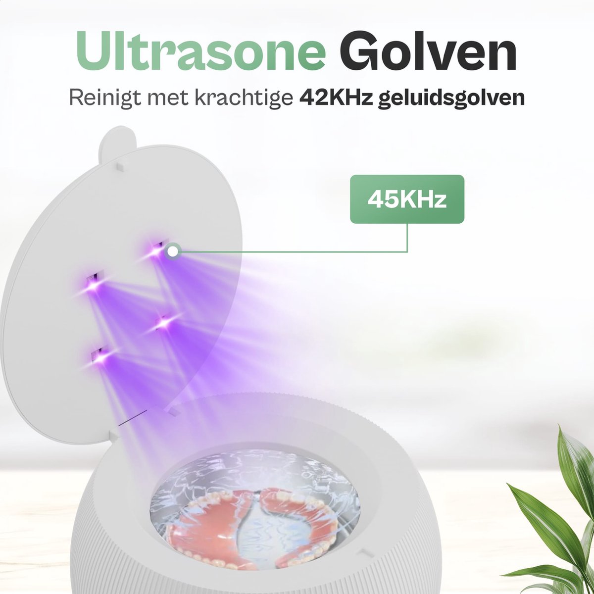 AceWise Ultrasone Reiniger - Kunstgebit Reiniger - Mondbeugel Reiniger - Ultrasonic Cleaner - ultrasonic cleaner - Wit