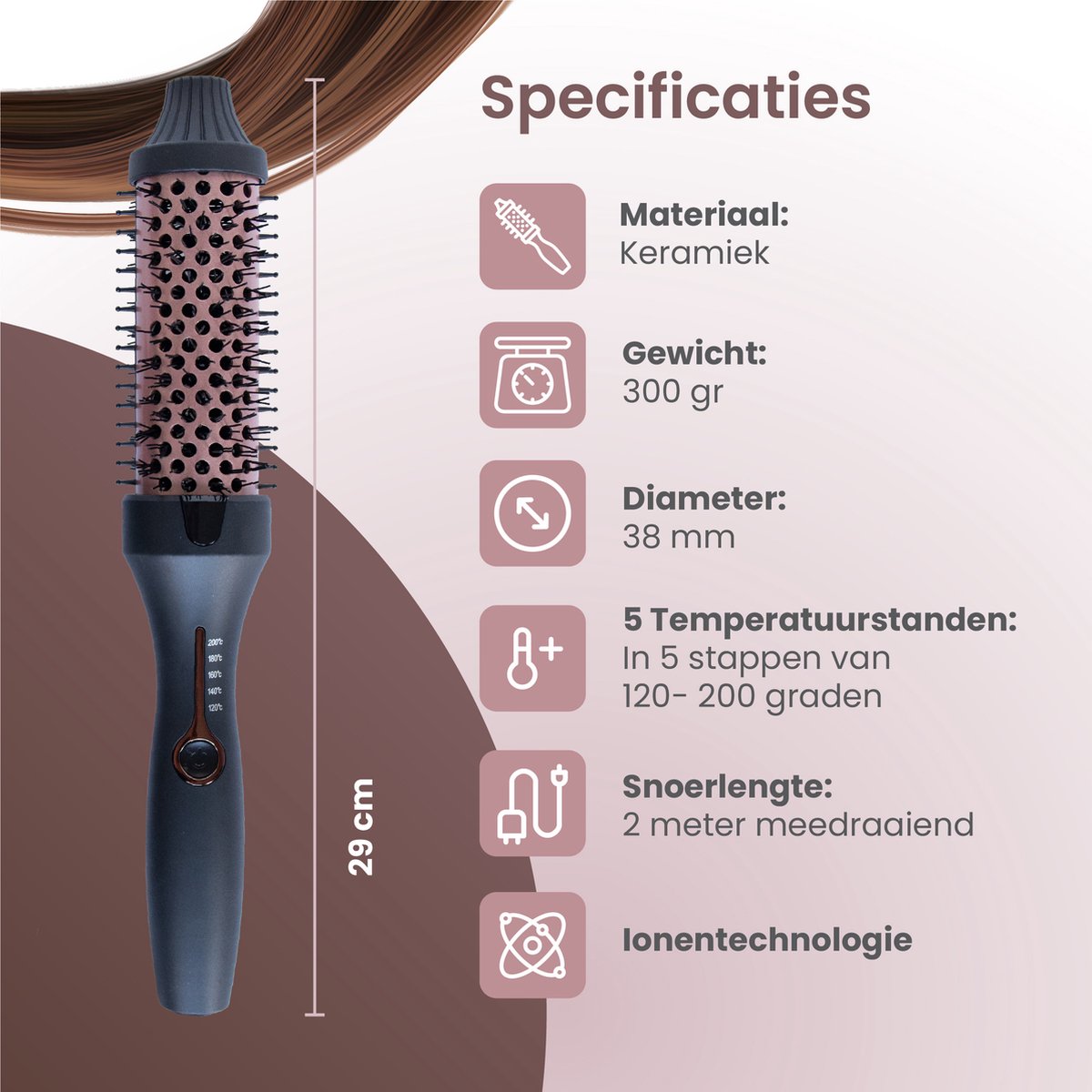Thermal Brush - Krulborstel - Föhnborstel - Stijlborstel - 38mm - Keramische Warmteborstel - Ionentechnologie