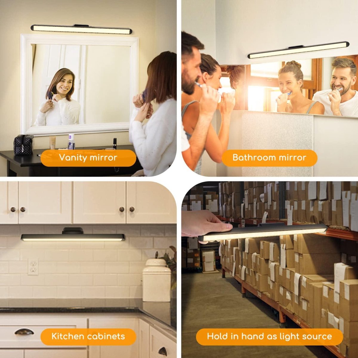 Make-up Spiegel Dimbare Touch LED Spiegellamp Badkamer - LED Kast Verlichting - Oplaadbare Batterij en Magneet Bevestiging - voor Lezen Kast - Make-up Spiegel Nachtkastje - Studie Licht