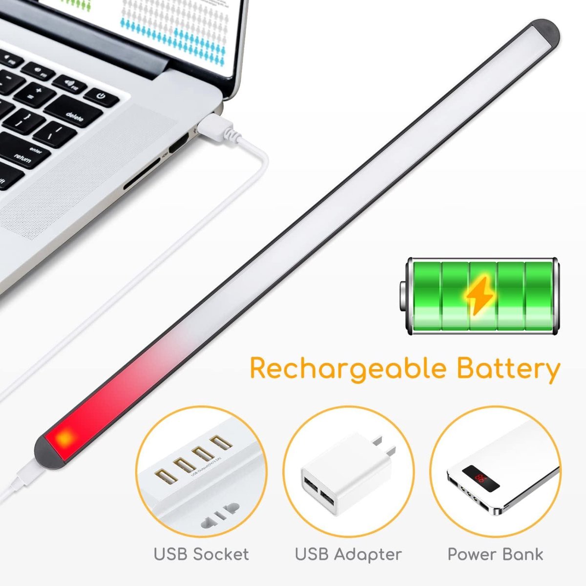 Make-up Spiegel Dimbare Touch LED Spiegellamp Badkamer - LED Kast Verlichting - Oplaadbare Batterij en Magneet Bevestiging - voor Lezen Kast - Make-up Spiegel Nachtkastje - Studie Licht