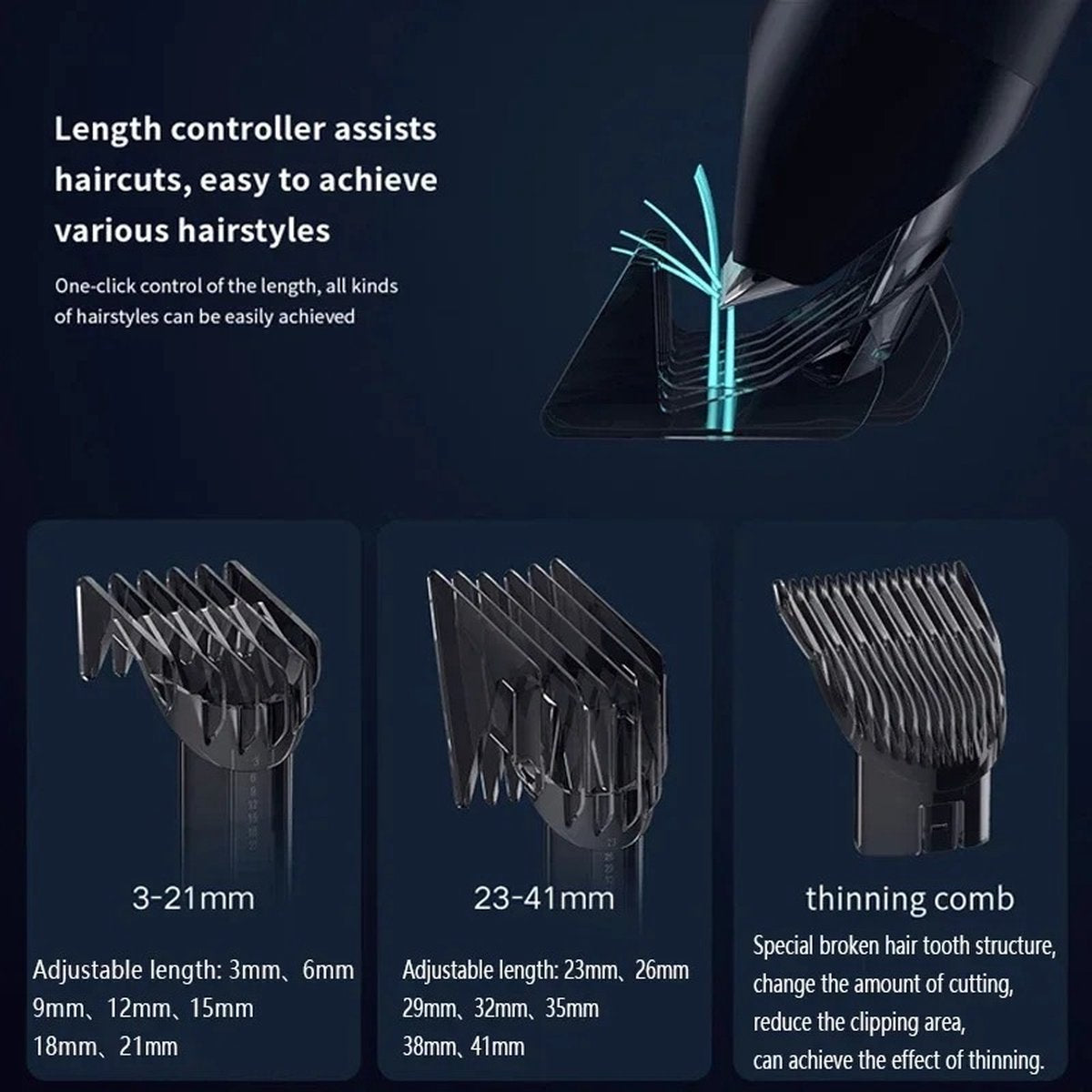 Hair Clipper Machine - Waterproof - Professional Cordless Hair Clipper - Electric Hair Cutting - Barber Trimmers - Men - Black