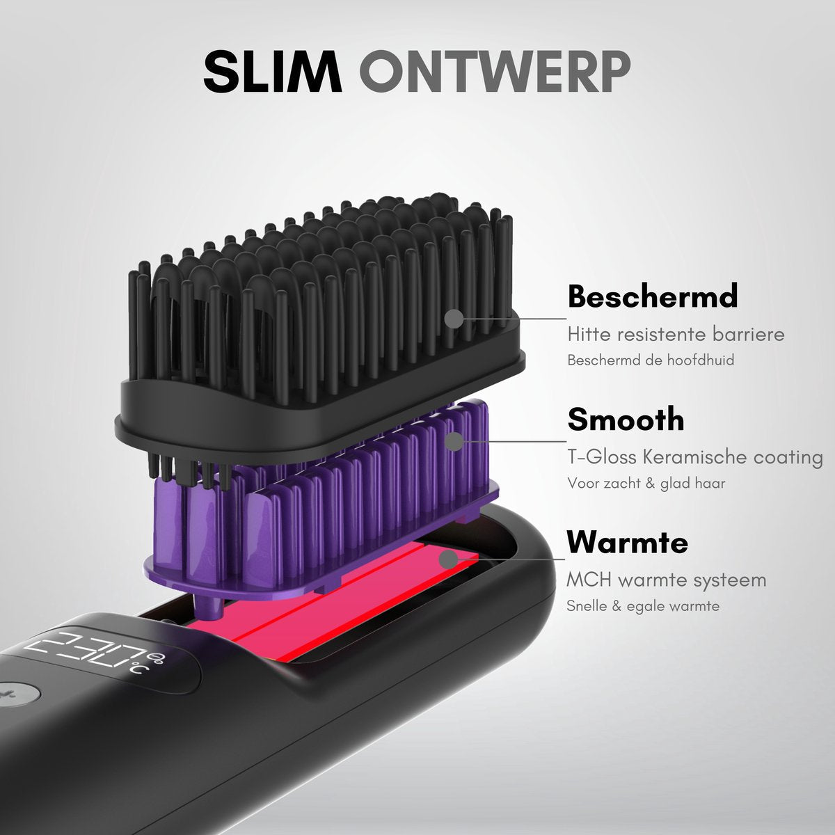 Snoerloze Stijlborstel - LED - Model 2024 - Sinterklaas - Kerst - Zwart - 230 graden - Stijlkam - Stijlborstels - Warmteborstel - Straight Brush - Elektrische haarborstel - Stijltang - Föhnborstel - Snoerloze föhn - Snoerloze stijltang - Oplaadbaar