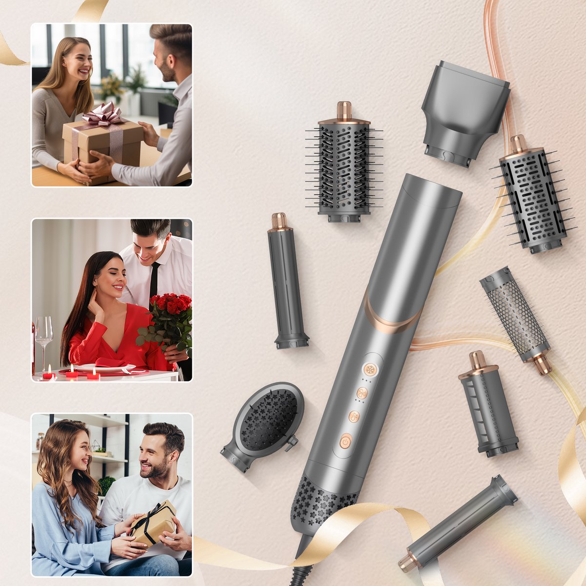 Airstyler 8-in-1 krultang - Föhnborstel - Krulborstel - Hete luchtborstel - Haarstyler - Multistyler - Kort en lang haar - Hairwrap