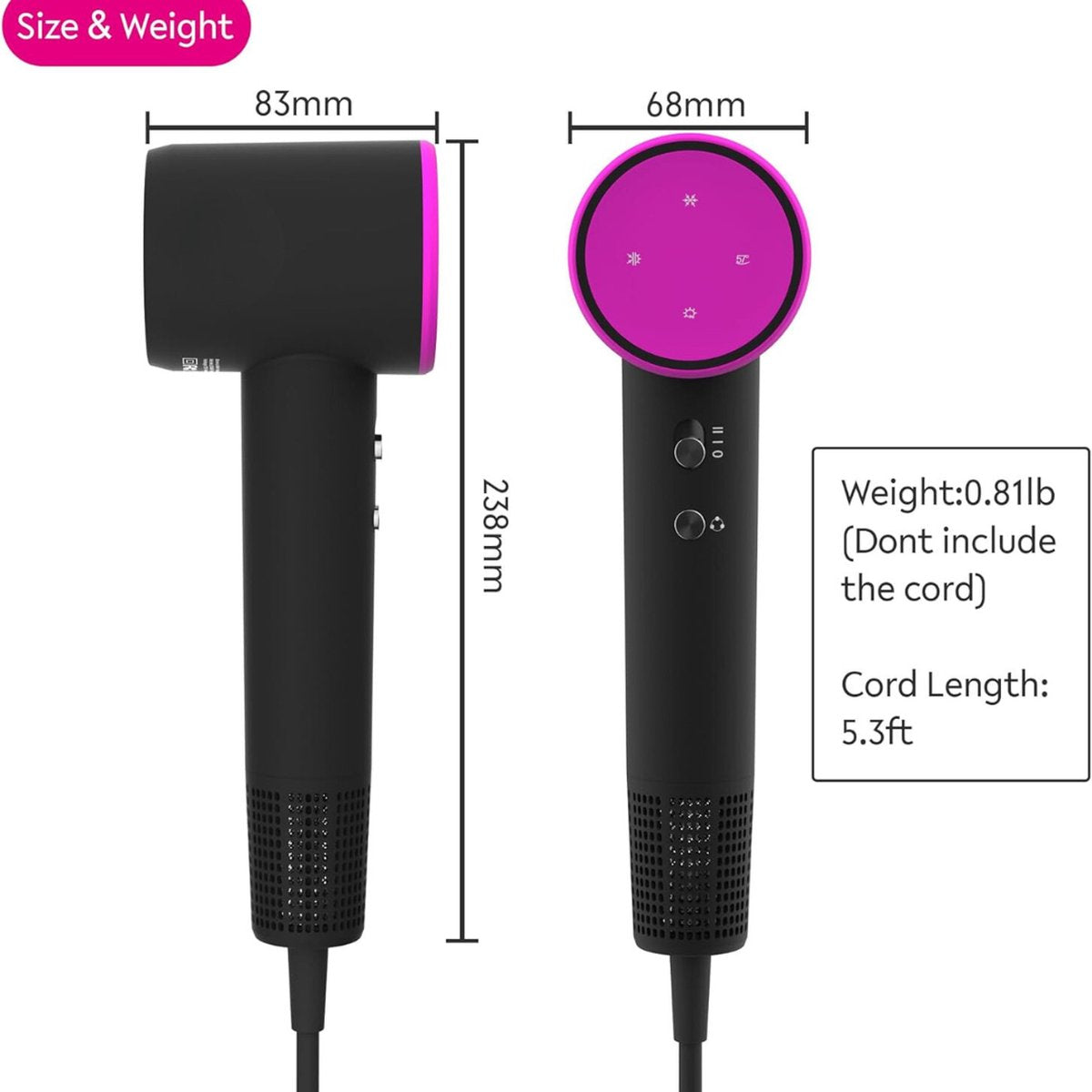 Haardroger - Sneldrogende Haarföhn - Magnetische Opzetstukken - Lichtgewicht - Opvouwbare Haardroger