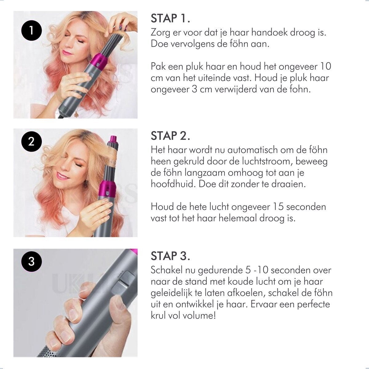 Heteluchtstyler 5-in-1 Airwrap Föhn Krultang