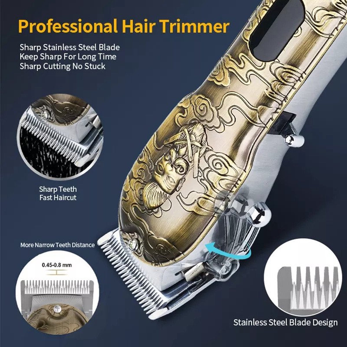 Professional Hair Clipper, Trimmer, and Shaver Set - Cordless Trimmer Set - Hair - Beard - Men's Hair Clipper - Hair Trimmer - Hair - Clipper Cheveux - Beard Trimmer - Trimmer Set - Clippers - Gift for Men -