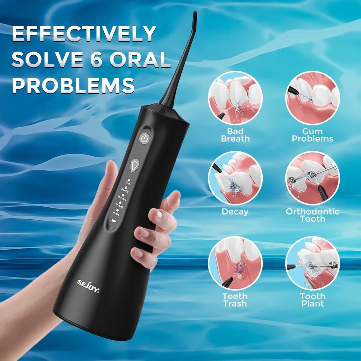 Eszenzics™ Waterflosser Pro7 - Waterpik - Geavanceerde Monddouche - Flosapparaat - 360° roterend - 5 standen - Oplaadbaar - 30 Dagen gebruik - Waterdicht IPX7