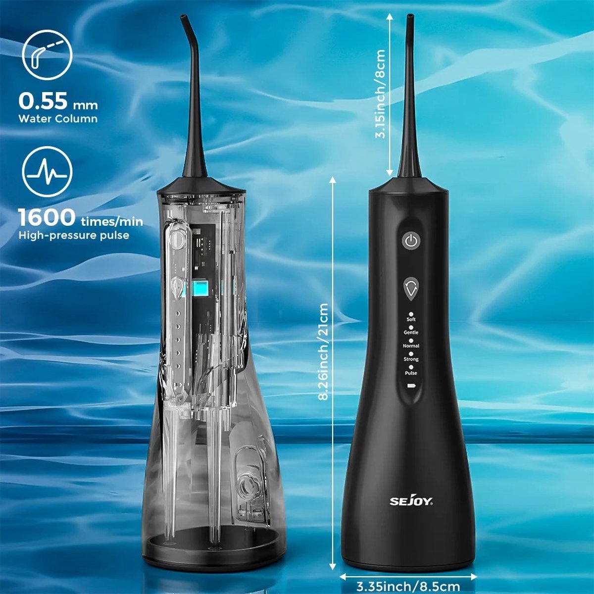 Eszenzics™ Waterflosser Pro7 - Waterpik - Geavanceerde Monddouche - Flosapparaat - 360° roterend - 5 standen - Oplaadbaar - 30 Dagen gebruik - Waterdicht IPX7