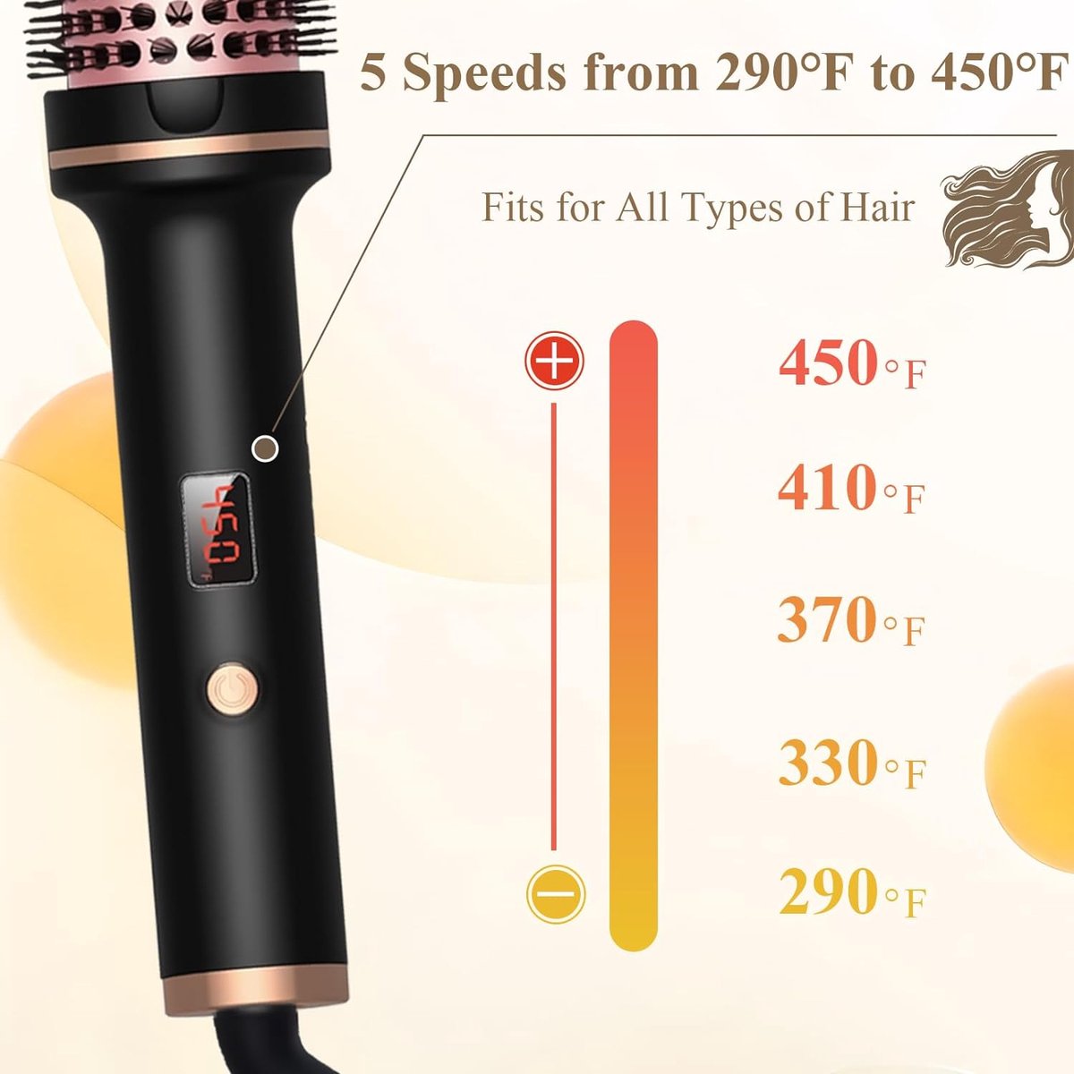 Hair Dryer with Brush - Electric Hair Brush - Curling Brush - Straightening Brush - Brush Hair Dryer