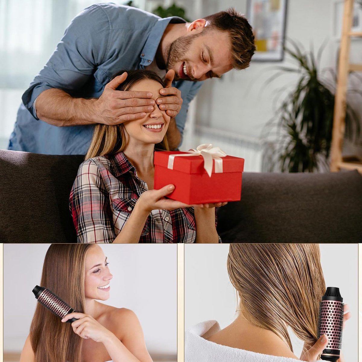Hair Dryer with Brush - Electric Hair Brush - Curling Brush - Straightening Brush - Brush Hair Dryer