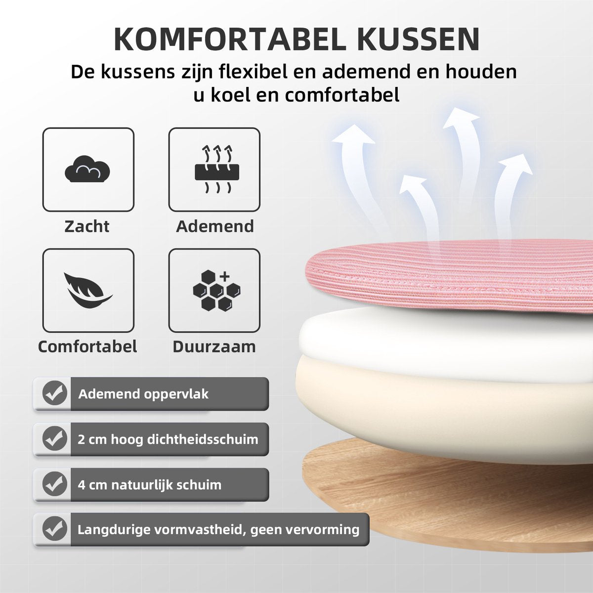 Ergonomische Bureaustoel - Bureaustoel - Bureaustoelen voor Volwassenen - 150 kg - Roze wit