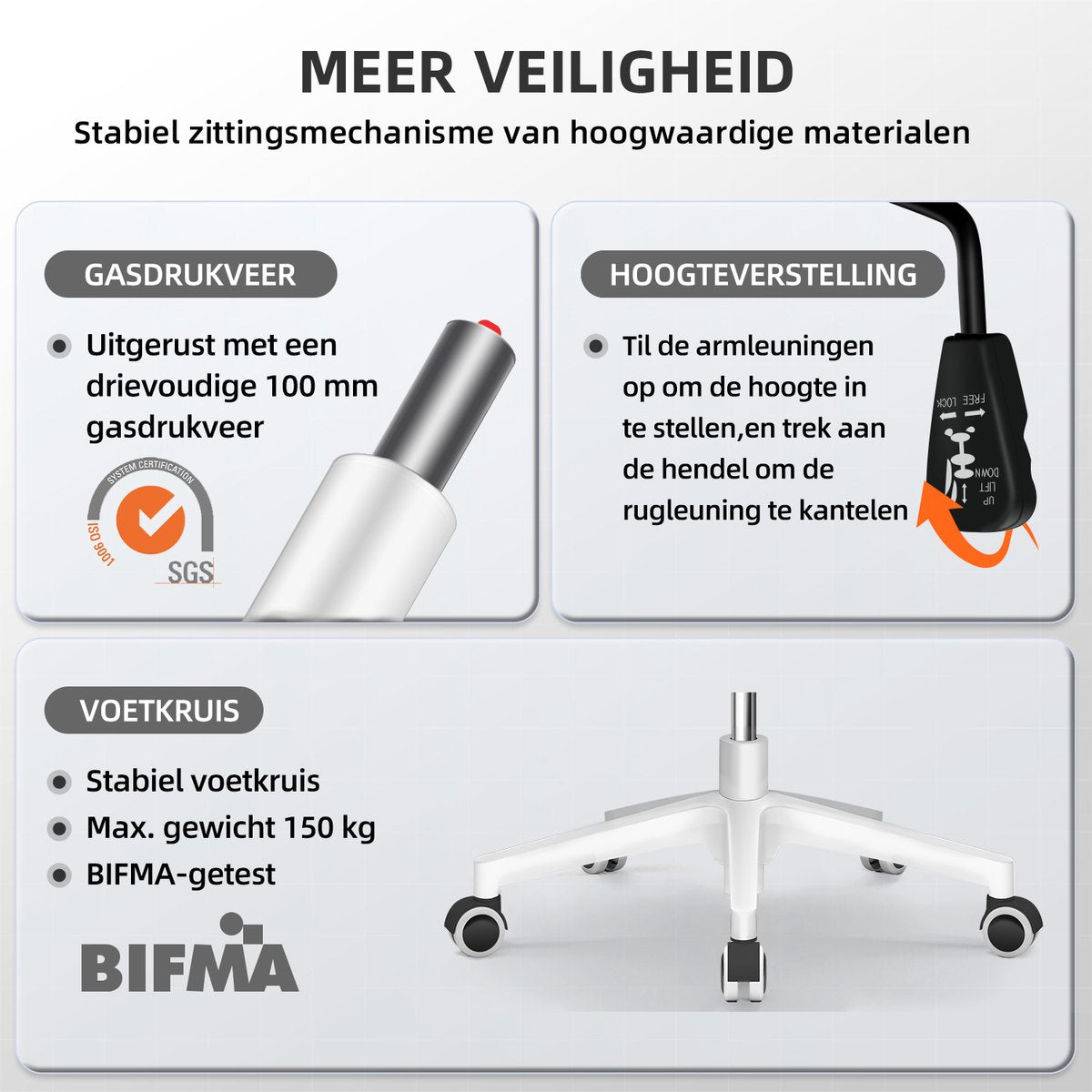 Ergonomische Bureaustoel - Bureaustoel - Bureaustoelen voor Volwassenen - 150 kg - Roze wit