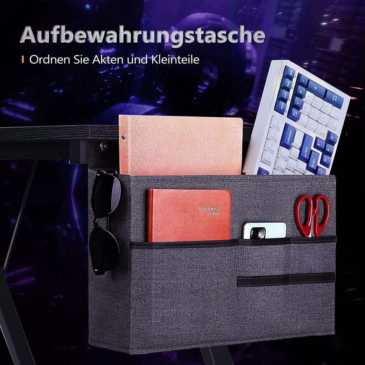 Gamebureau – L-Vormig Hoekbureau – Gaming Desk – Computertafel – Waterdicht & Krasbestendig Gaming Bureau – 130x130x96,5 cm – Gametafel met Monitorstandaard – Eikenhout Bureaublad – Verstelbaar Werktafel – Zwart