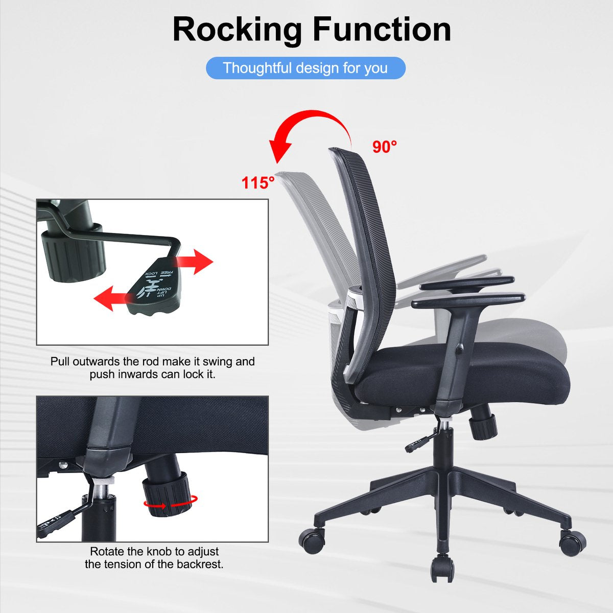 Aiidoits Ergonomische Bureaustoel - Bureaustoelen voor volwassenen - Ergonomische bureaustoel