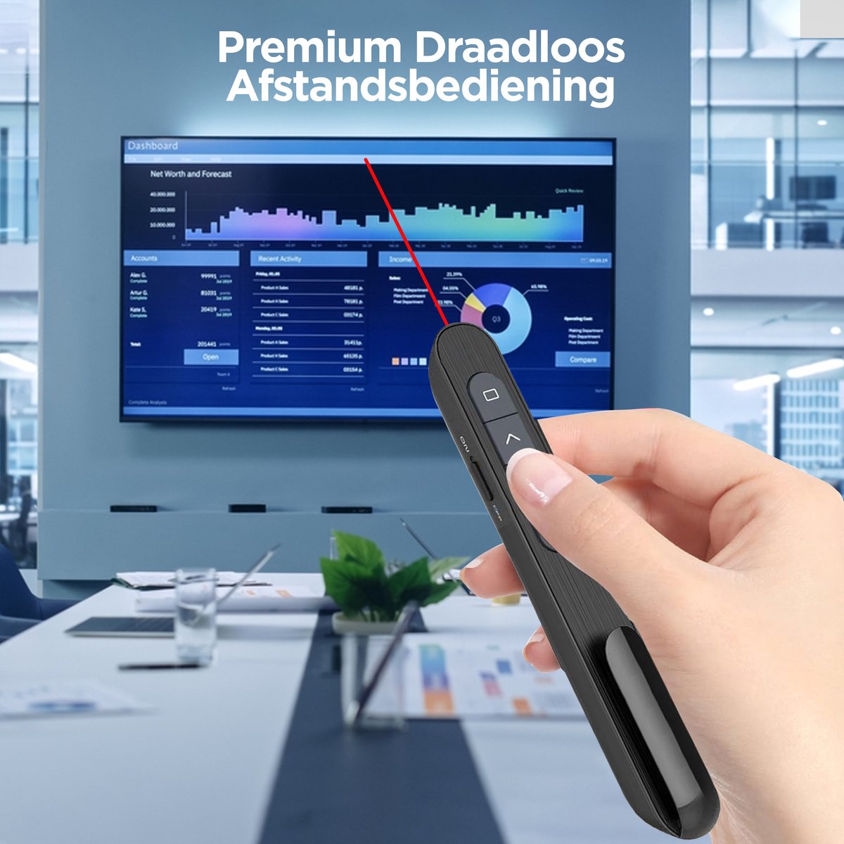 Wireless Presenter - Presentation Clicker - PowerPoint Remote - Draadloze Presenter - Laser Pointer - for Presentation - Wireless - USB - Black - Includes USB C Adapter & Storage Pouch