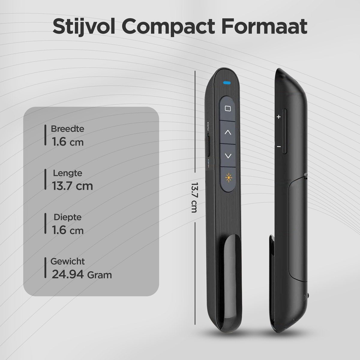 Wireless Presenter - Presentation Clicker - PowerPoint Remote - Draadloze Presenter - Laser Pointer - for Presentation - Wireless - USB - Black - Includes USB C Adapter & Storage Pouch