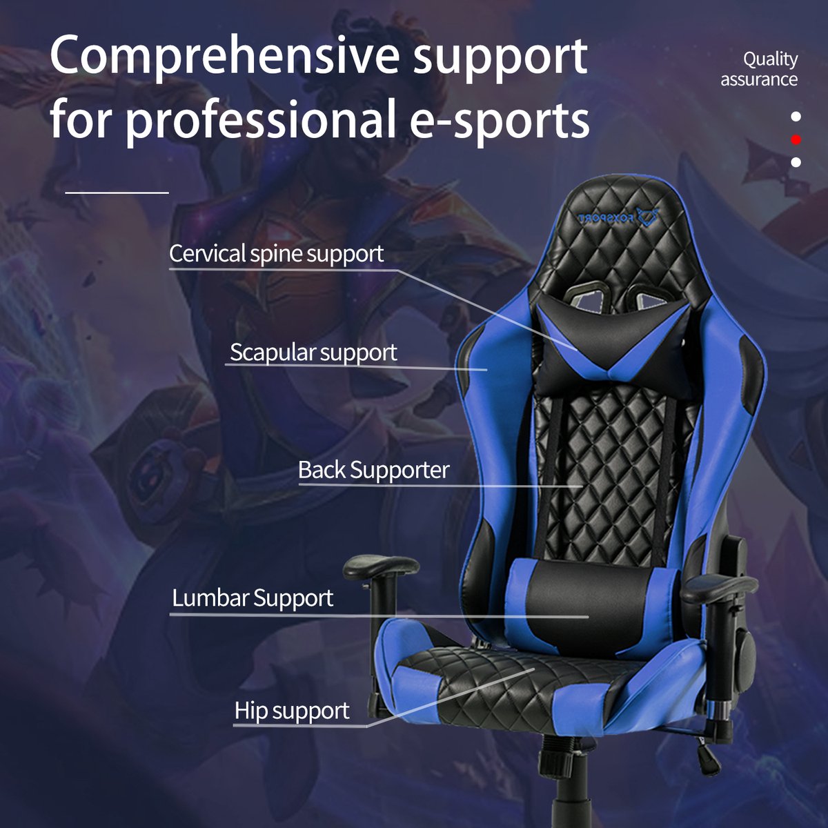 Seven Comfort - Game Stoel - Gaming Stoel - Gaming Chair - Zwart - Bureaustoel Met Nekkussen & Verstelbaar Rugkussen - Instelbare Zithoogte
