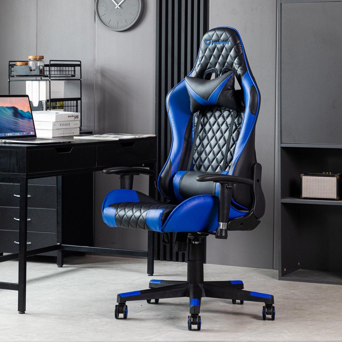 Seven Comfort - Game Stoel - Gaming Stoel - Gaming Chair - Zwart - Bureaustoel Met Nekkussen & Verstelbaar Rugkussen - Instelbare Zithoogte