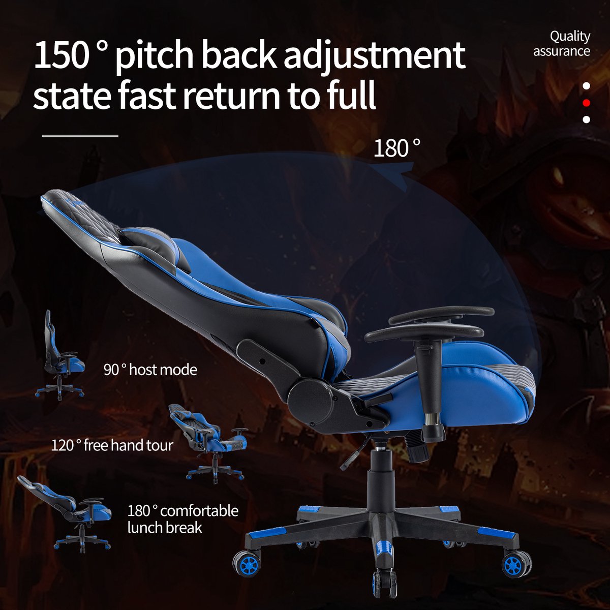Seven Comfort - Game Stoel - Gaming Stoel - Gaming Chair - Zwart - Bureaustoel Met Nekkussen & Verstelbaar Rugkussen - Instelbare Zithoogte