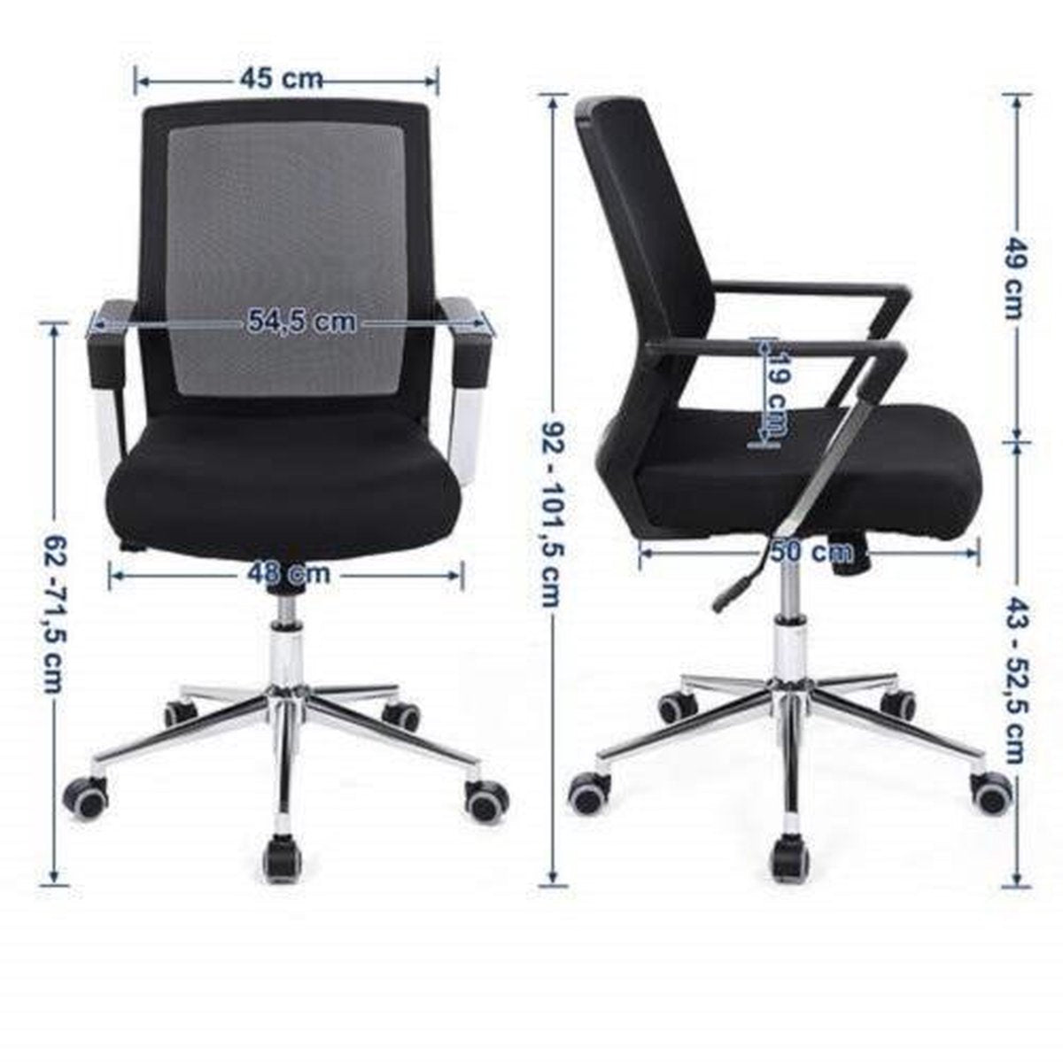 ACAZA Office Chair - Adjustable - Office Chairs with Wheels - Black