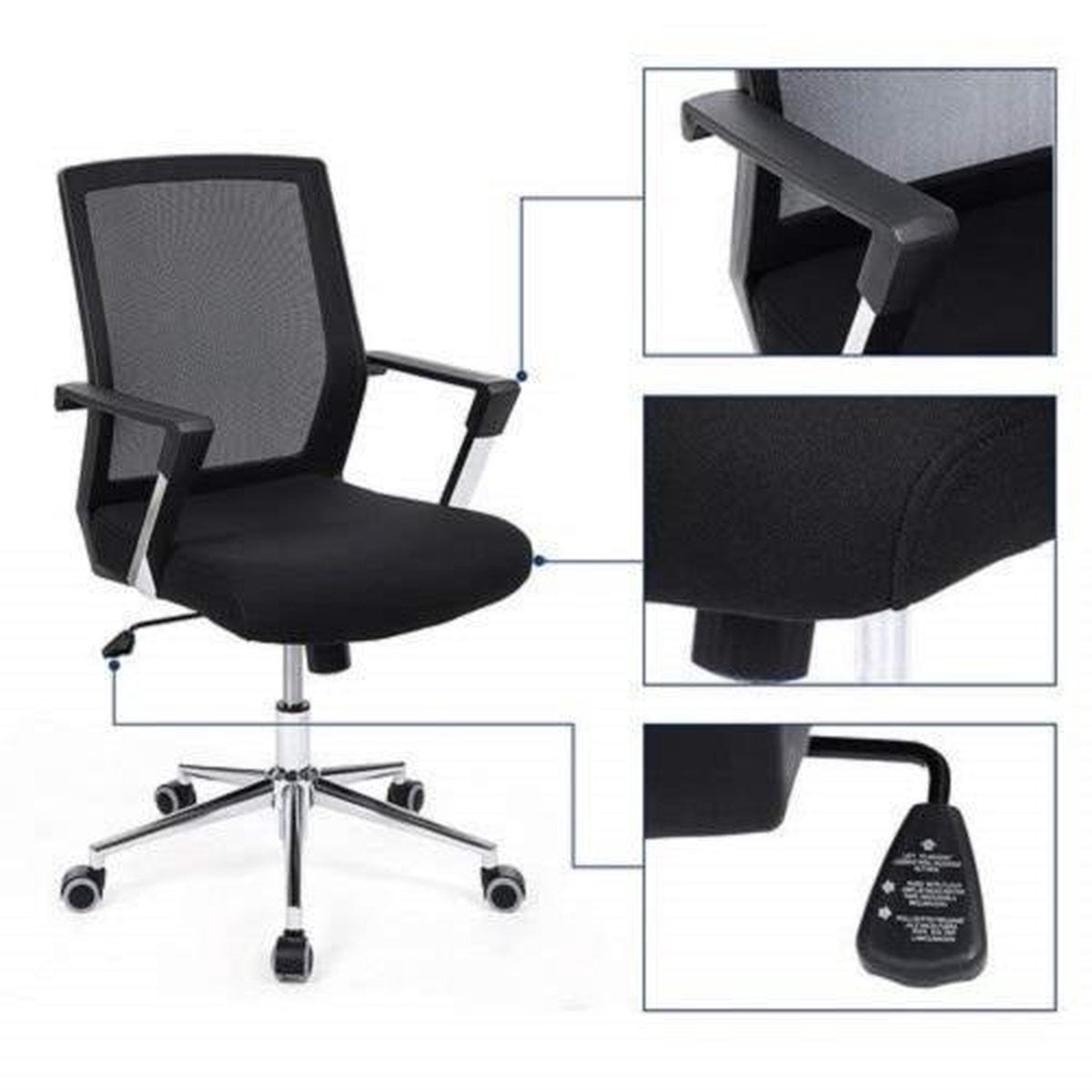 ACAZA Office Chair - Adjustable - Office Chairs with Wheels - Black