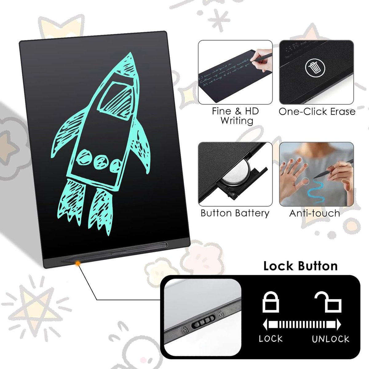 Digital Notitieblok - Grafisch Tablet - Elektronisch Notitieblok - Digitaal Notitieblok - Herbruikbaar Notitieblok - Batterijvrije Teken- en Schrijftablet