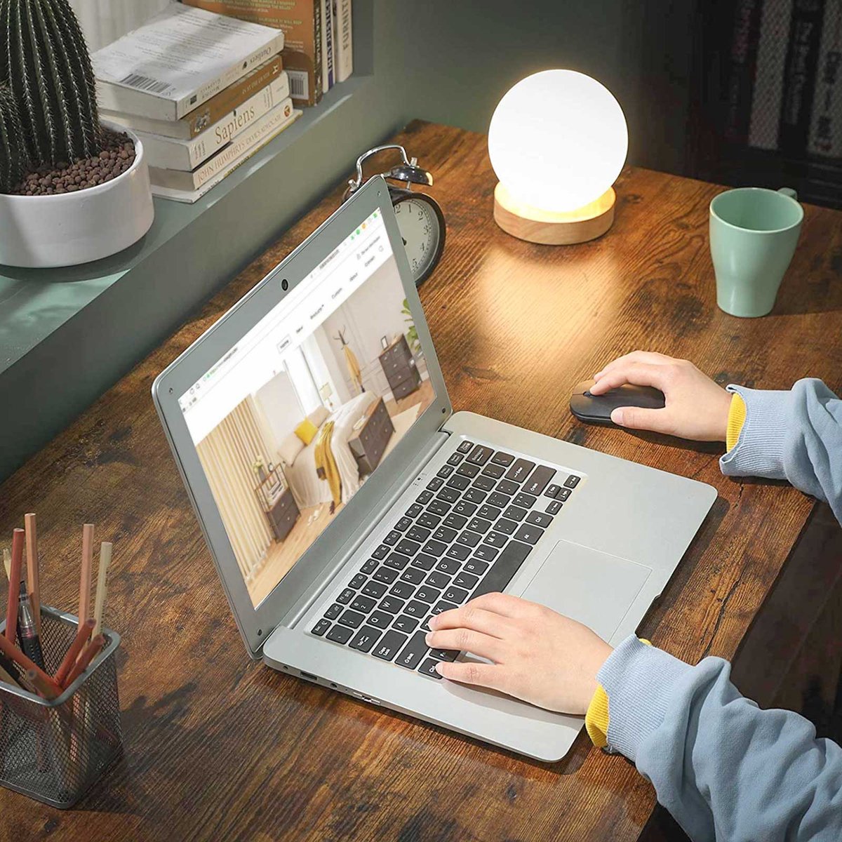 Mazazu Computerbureau - Bureau - Hoekbureau - Laptoptafel - Vintage - Hout/Metaal - Bruin/zwart - 149x50x75