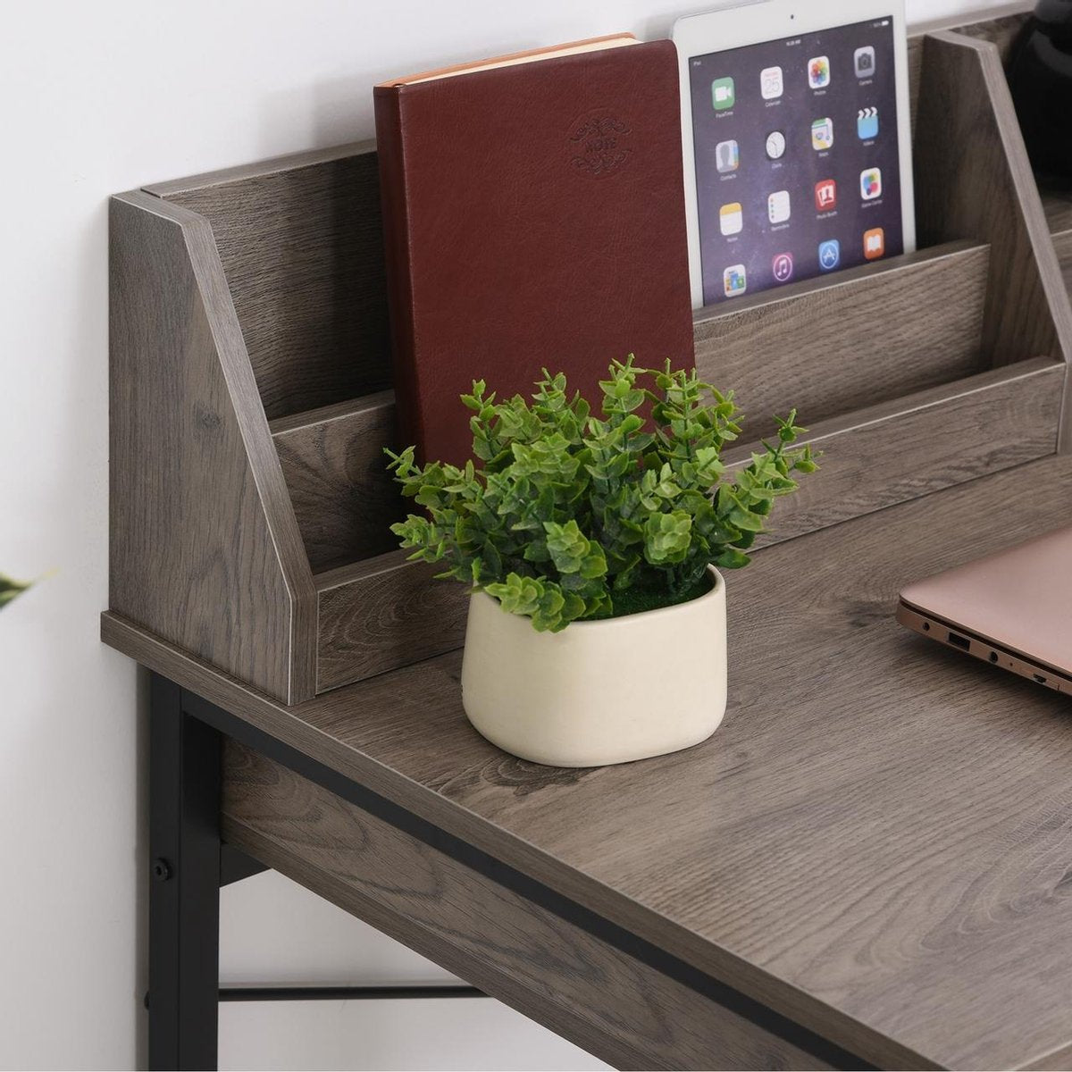Desk - Compact - Writing desk - Computer desk - Office desk - Storage space - Industrial design - 106 x 53 x 95cm - Black