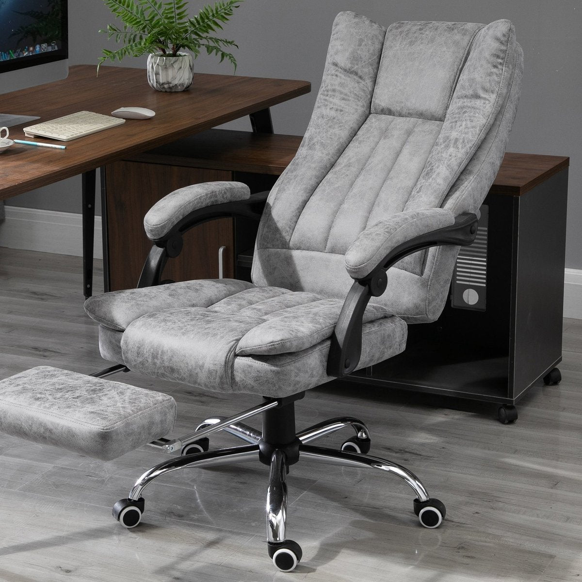 Office chair - Massage chair - Ergonomic office chair - Gaming chair - Heating function - Reclining function - Footrest - Grey