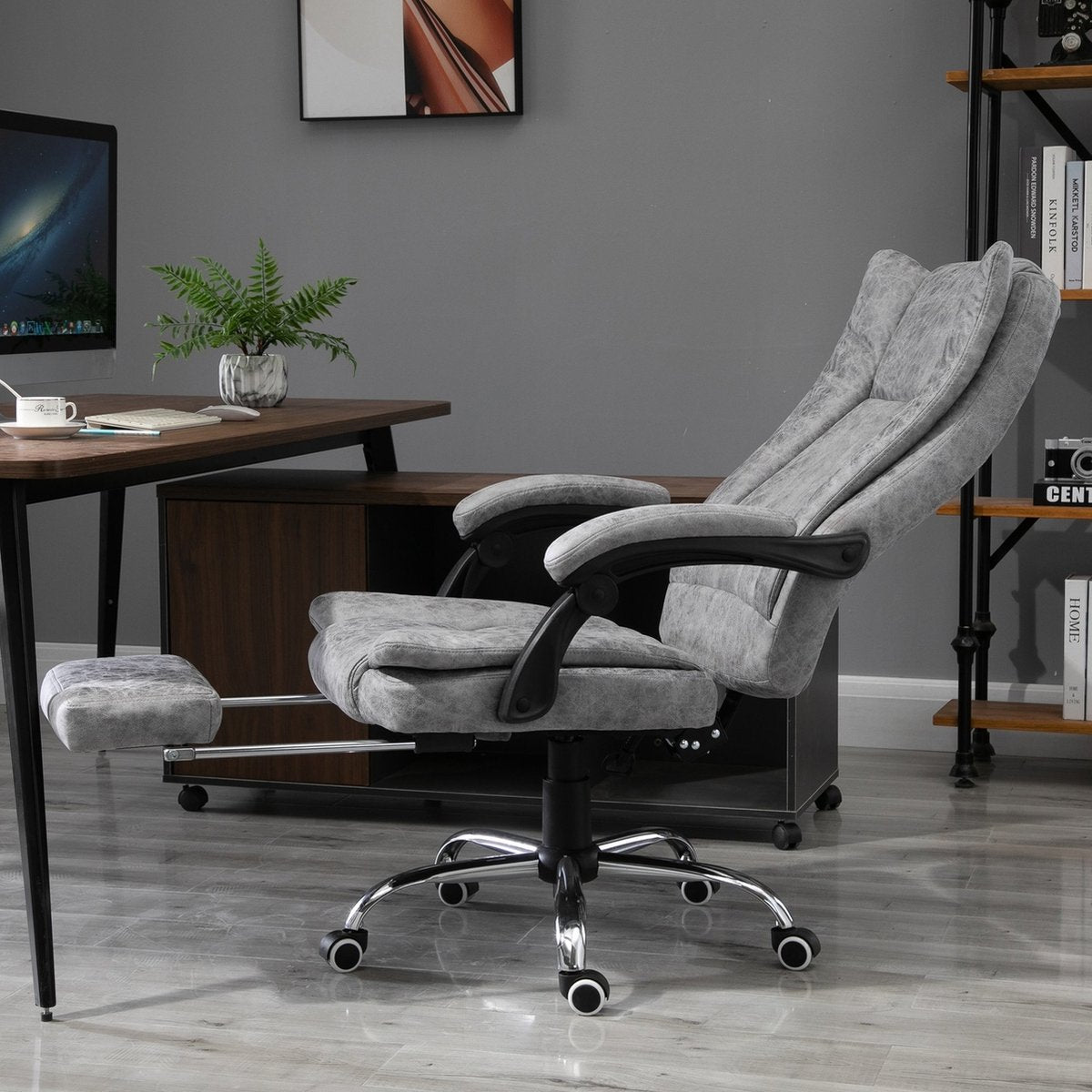 Office chair - Massage chair - Ergonomic office chair - Gaming chair - Heating function - Reclining function - Footrest - Grey