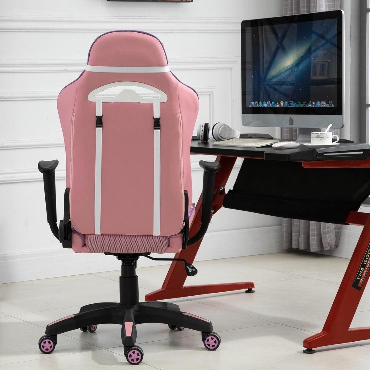 Bureaustoel - Ergonomische bureaustoel - Gamestoel - Gamingstoel - Roze/Paars