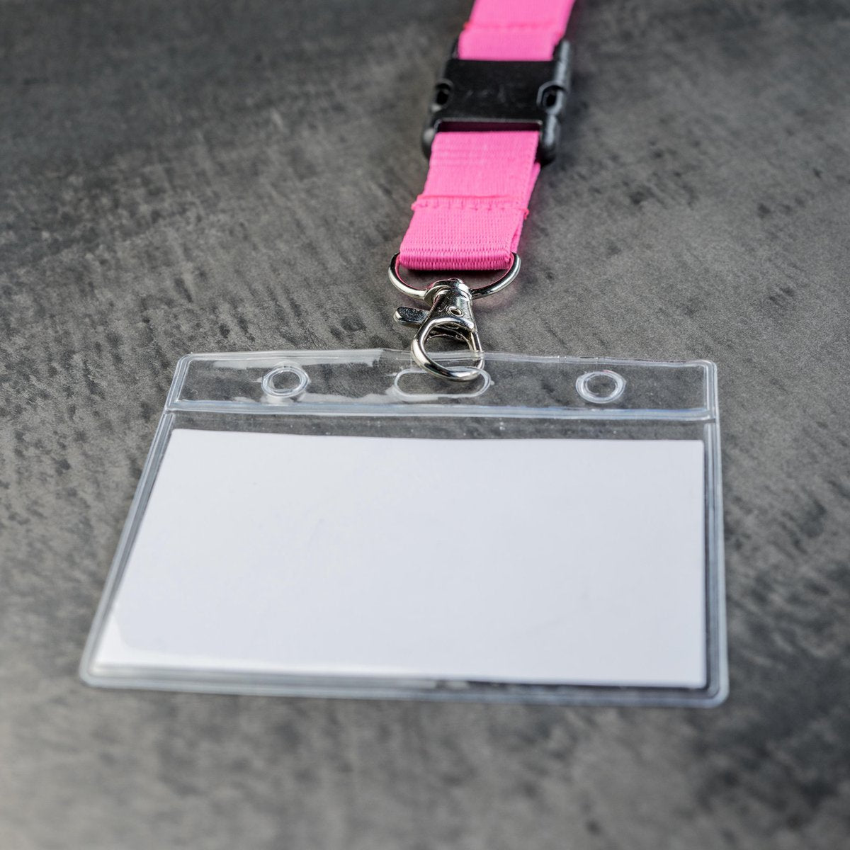 Pink lanyard with badge/pass holder, per 50 pieces