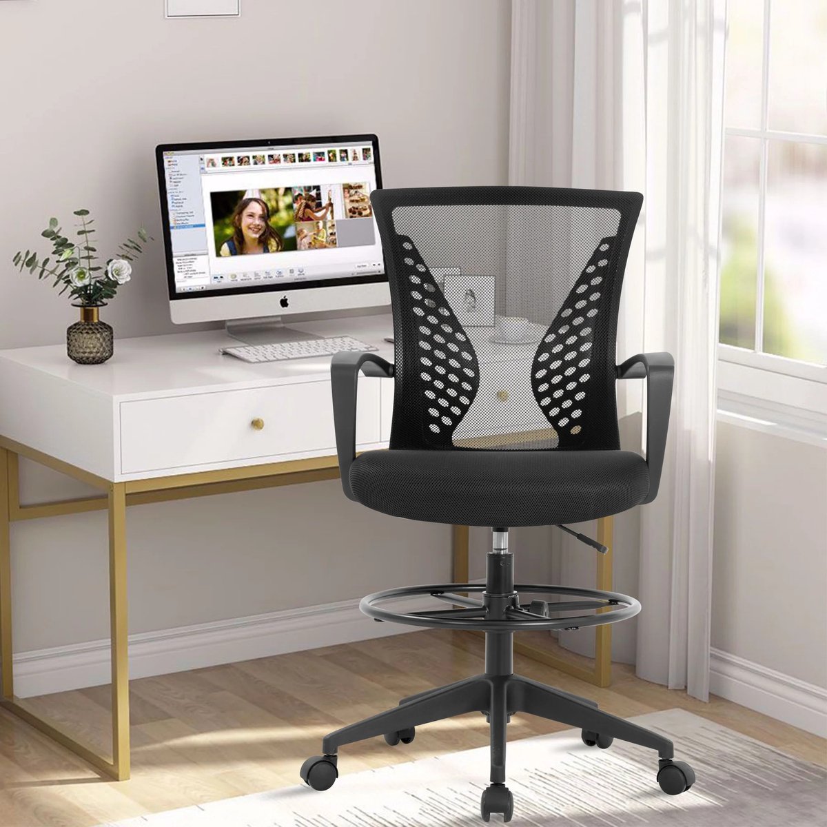 Best Office OC-20DF2-Black Office Chair - Home & Office Chair - Up to 113 KG - Ergonomic - Black