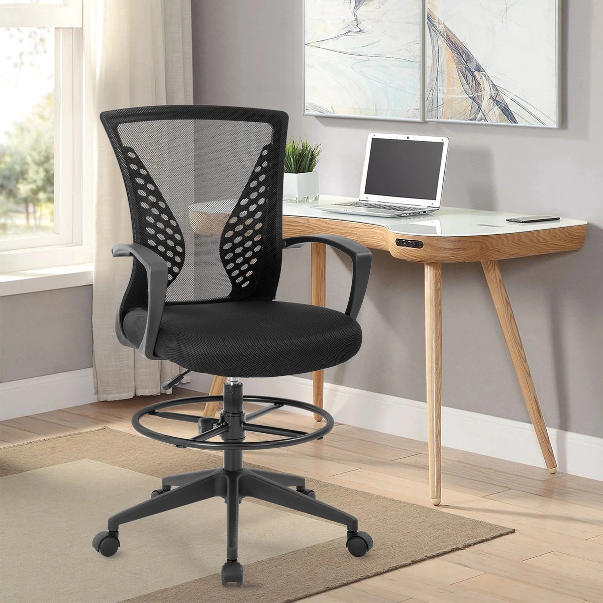 Best Office OC-20DF2-Black Office Chair - Home & Office Chair - Up to 113 KG - Ergonomic - Black
