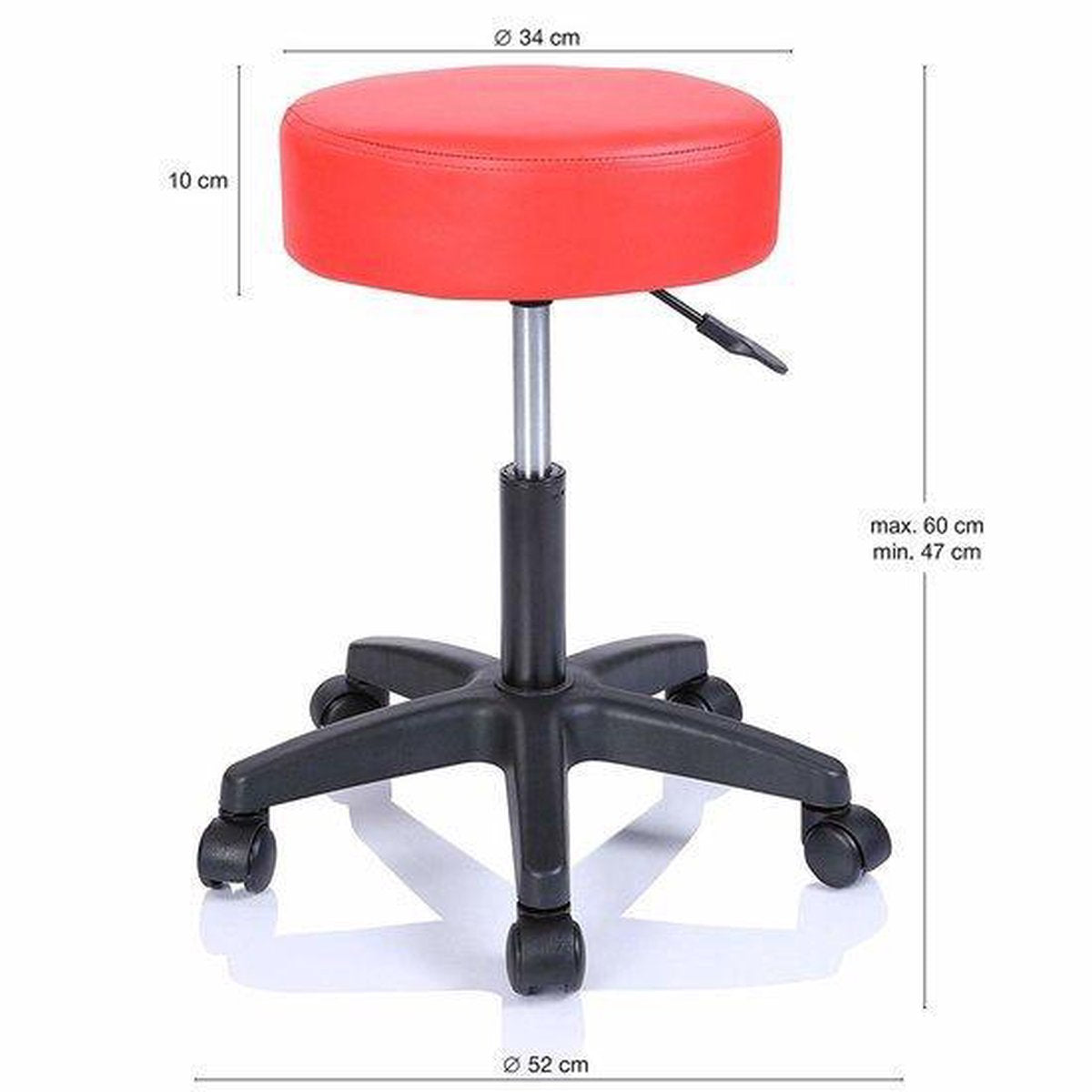Work stool Red, rolling stool, work chair, stool