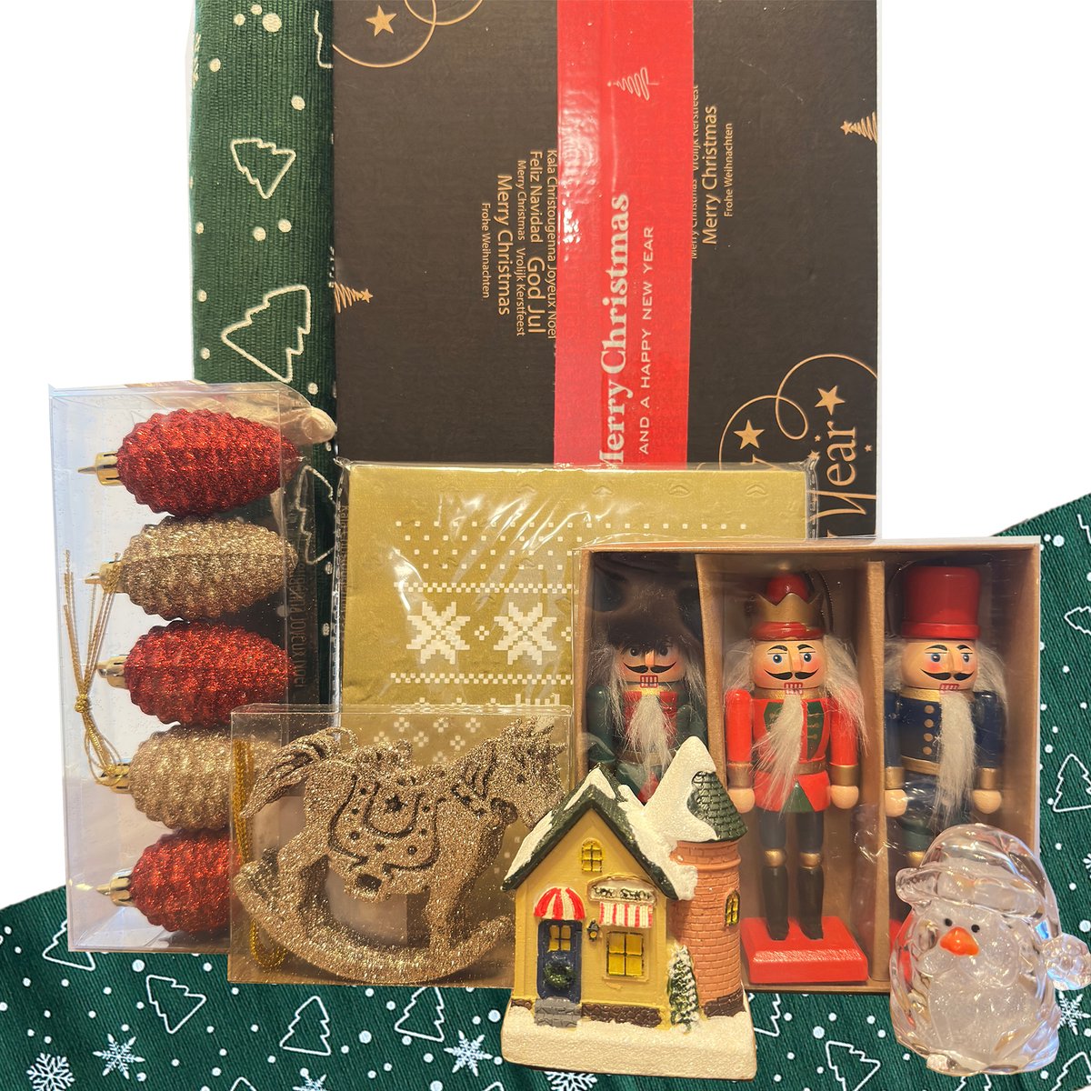 Complete Christmas Decoration Gift Package - LED Lights - Christmas House - Light Balls - Table Runner - Christmas - Gift - Christmas Box