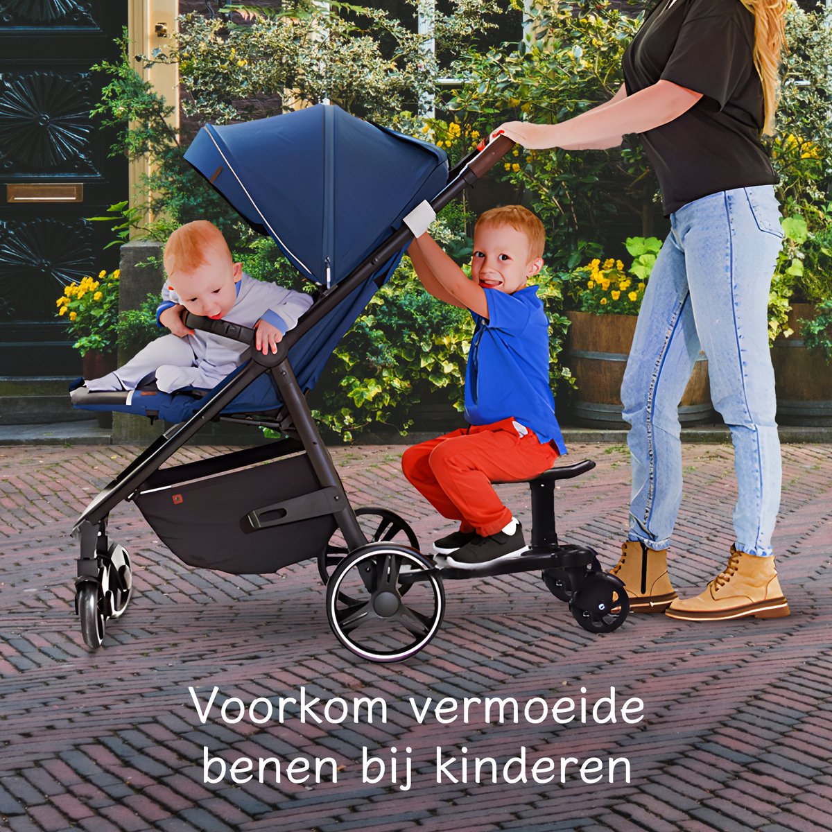 Safari Meerijdplankje Universeel - Tweewieler - Meerijdplankje met Zitje - Meerijd Plankje voor Kinderwagen - Buggy Board