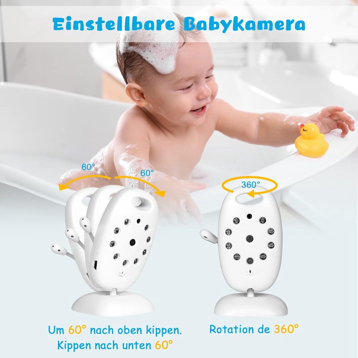 Babyfoon - Baby Monitor - Babyfoon Met Camera - Zonder Wifi Baby Geboorte Video Deurtelefoon Draadloze Audio Tweerichtingscommunicatie 2,4 GHz Temperatuursensor Nachtzicht LCD-scherm Babyfoon voor Babykamer
