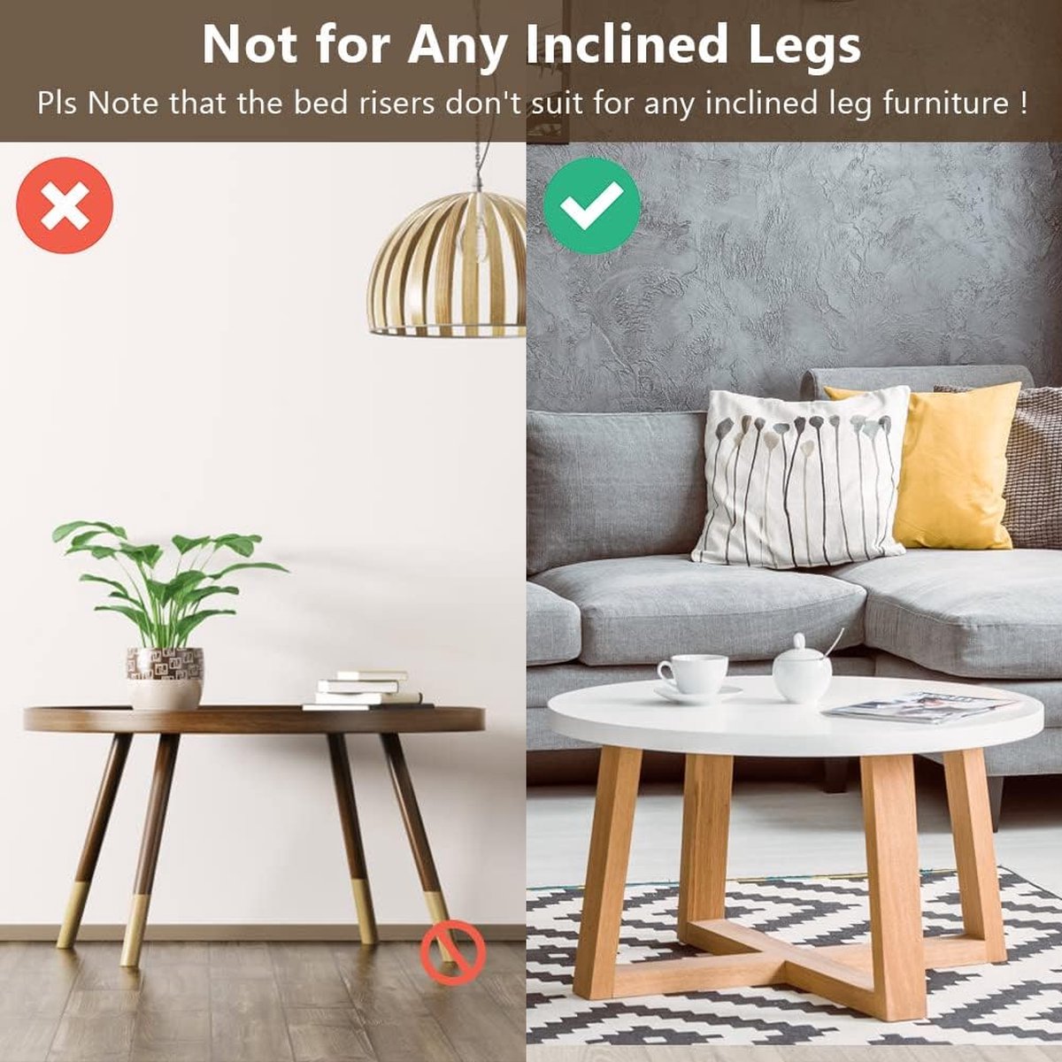 Furniture risers 10 cm - Set of 4 bed risers for extra height - Load capacity up to 9070 kg