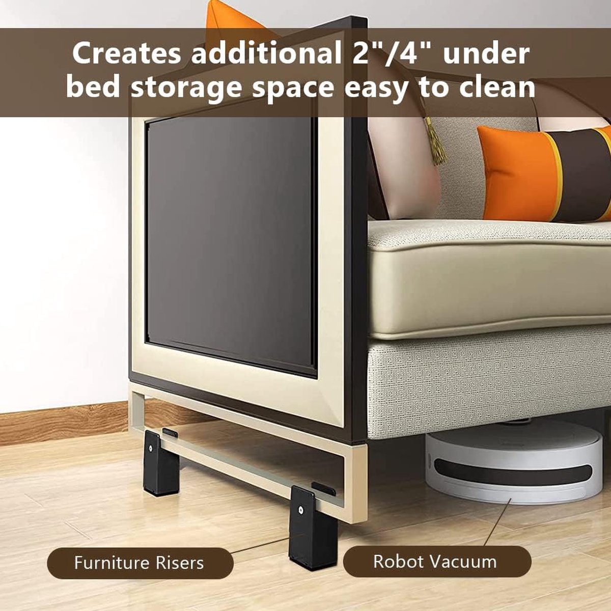 Furniture risers 10 cm - Set of 4 bed risers for extra height - Load capacity up to 9070 kg