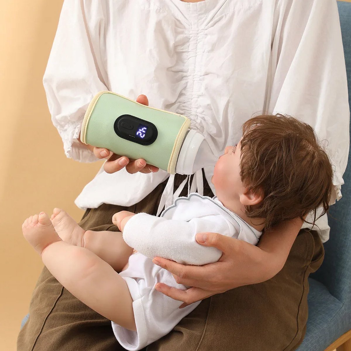 Flessenwarmer - Baby Voedingsfleshoes - Verstelbare Flessenwarmer - Draagbare Flessenwarmer - USB - Groen