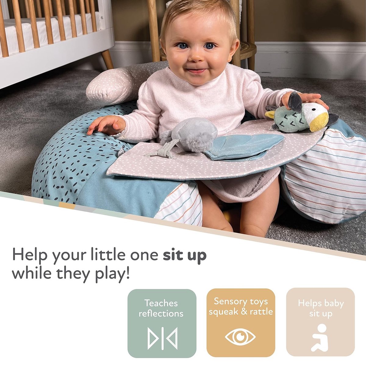 Animal Adventures Sit-Me-Up Baby Seat - Opblaasbare vloerstoel voor baby om te spelen en te zitten - Verwijderbaar dienblad - Machinewasbaar - 6+ maanden