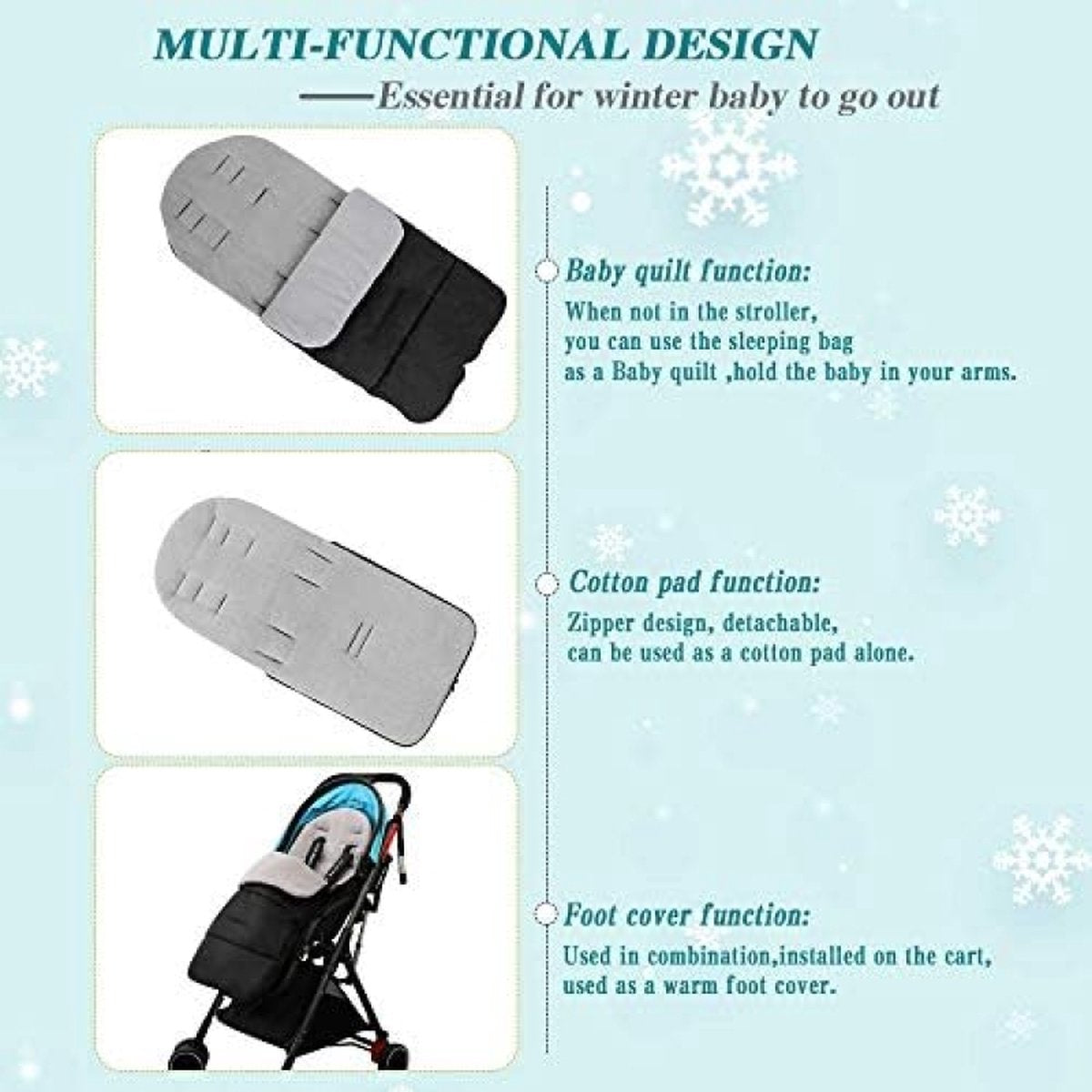 Winter voetenzak kinderwagen, universele voetenzak voor baby's, zachte babywinterzak, deken voor kinderwagen, jogger, buggy, kinderbed, waterafstotende outdoor beendeken